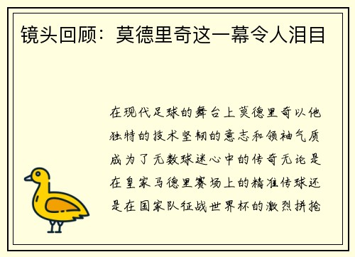镜头回顾：莫德里奇这一幕令人泪目